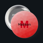 Geometriskt rutnät mönster Monogram Knapp<br><div class="desc">Monogram Anpassa med din anpassningsbar från början och namn. Röd övertoning,  geometriskt nät mönster. Triangelns geometriska nät med ljusröd mörk-övertoning. mönster,  ombre,  nät,  trianglar,  geometri,  geometri,  övertoning,  coola,  triangel,  ljus,  röd</div>