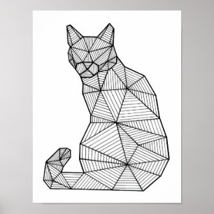 Geometriskt sittande katt, bak poster