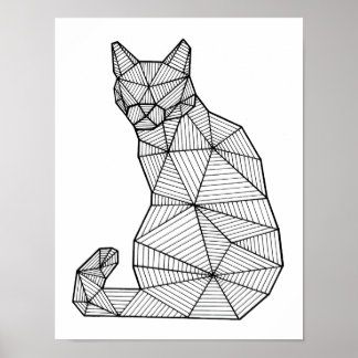 Geometriskt sittande katt, bak poster