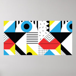 Geometriskt sömlöst mönster med abstrakt former poster