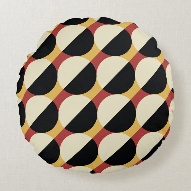Geometriskt sömlöst mönster med cirklar rund kudde (Framsidan)