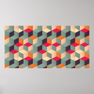 Geometriskt sömlöst mönster med färgade fyrkan poster