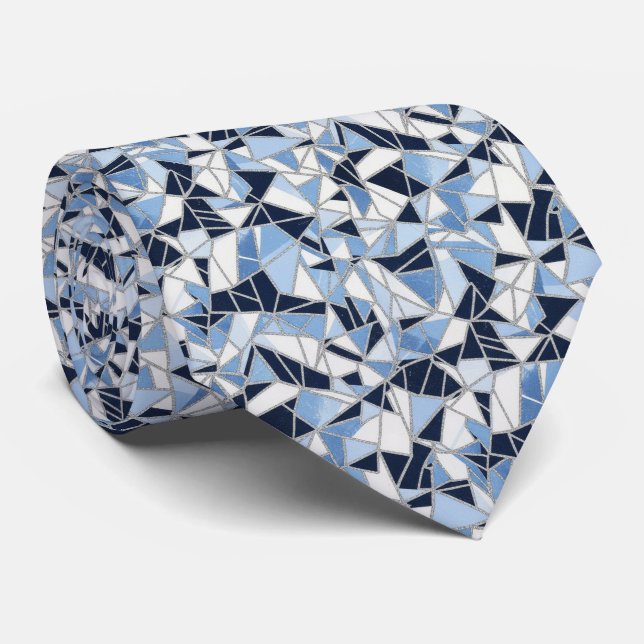 Geometriskt sprucket isskärva abstrakt coola toner slips (Rullad)