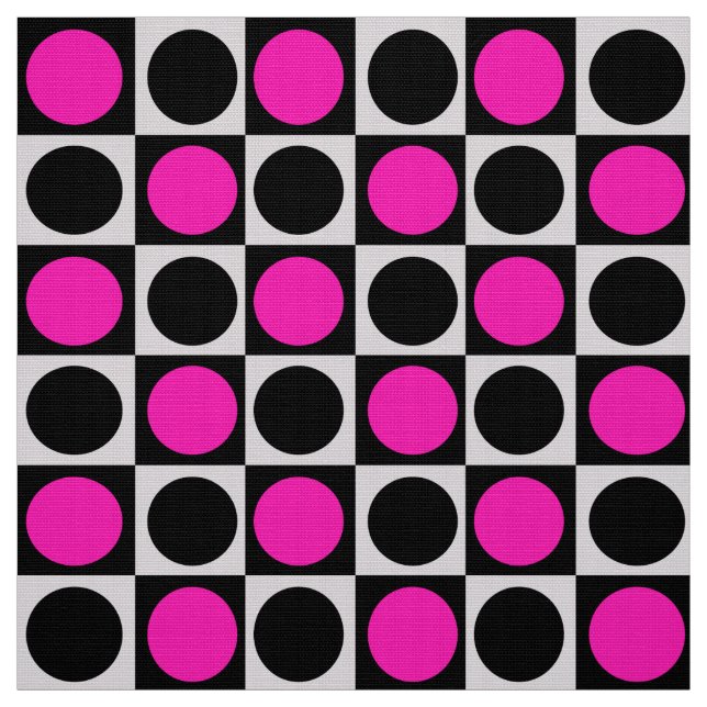 Geometriskt styrda Rosa och svart punkter Tyg (Provkarta)