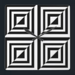 Geometriskt svart och vitt mönster fyrkantig klocka<br><div class="desc">Geometriskt svart och vitt mönster, </div>