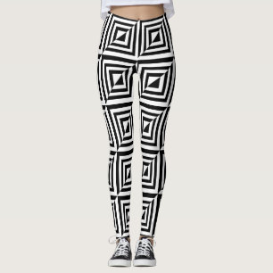 Geometriskt svart och vitt mönster leggings