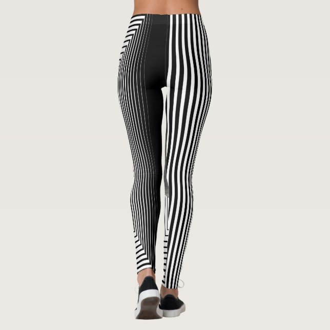 geometriskt svart och vitt mönster leggings (Baksida)