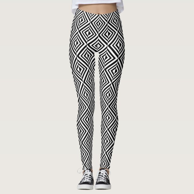 Geometriskt svart och vitt mönster leggings (Framsida)