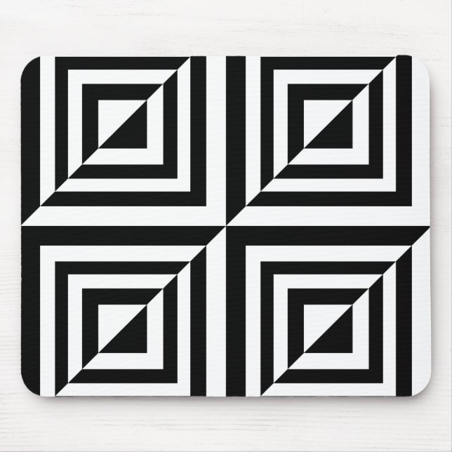 Geometriskt svart och vitt mönster musmatta (Framsidan)