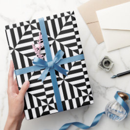 Geometriskt svart och vitt mönster presentpapper