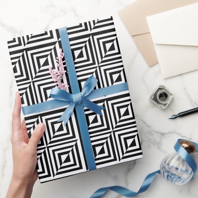 Geometriskt svart och vitt mönster presentpapper (Gifting)