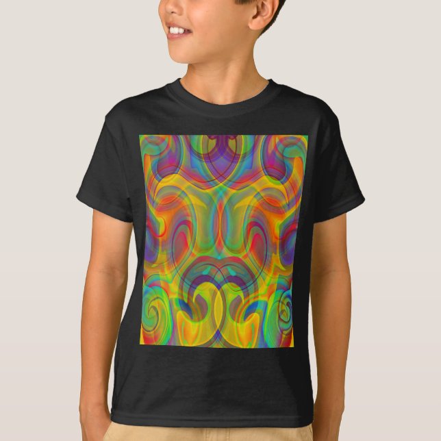 GEOMETRISKT SWIRL COLORFUL ART ABSTRAKT T-Shirt (Framsida)