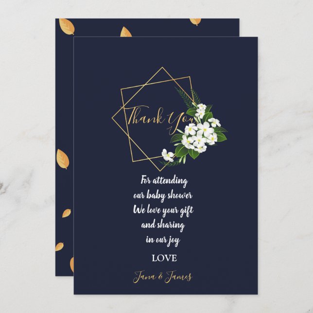 Geometriskt tack för elegant Classy Navy Inbjudningar (Fram/baksida)