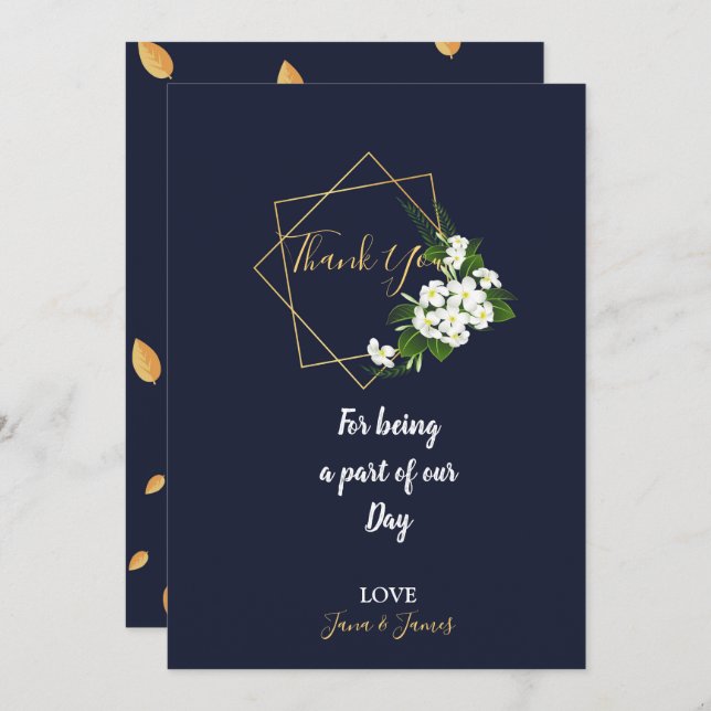 Geometriskt tack för elegant Classy Navy Inbjudningar (Fram/baksida)