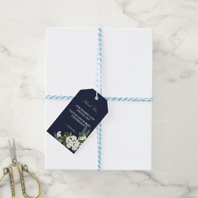 Geometriskt tack för elegant Classy Navy Presentetikett (Med Snöre)