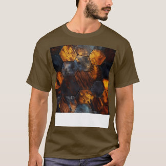 Geometriskt timmerkristallin hexagon i Amber och T Shirt