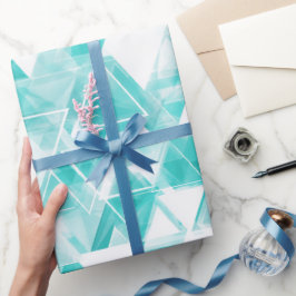 Geometriskt triangel cyan mint abstrakt mönster presentpapper