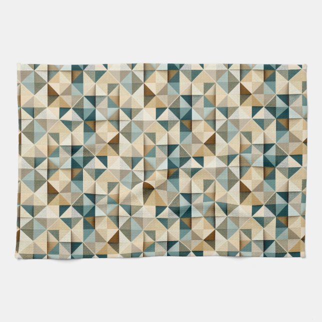 Geometriskt triangulärt lapptäcks mönster kökshandduk (Horisontell)