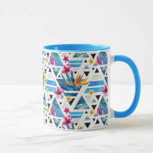 Geometriskt tropiskt blommamönster mugg