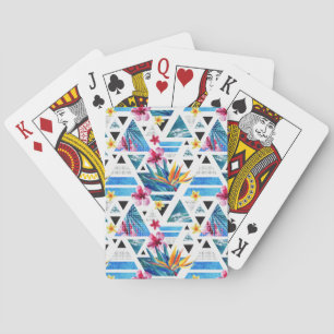 Geometriskt tropiskt blommamönster spel kort