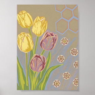 Geometriskt Tulpanträdgård Konsttryck Poster