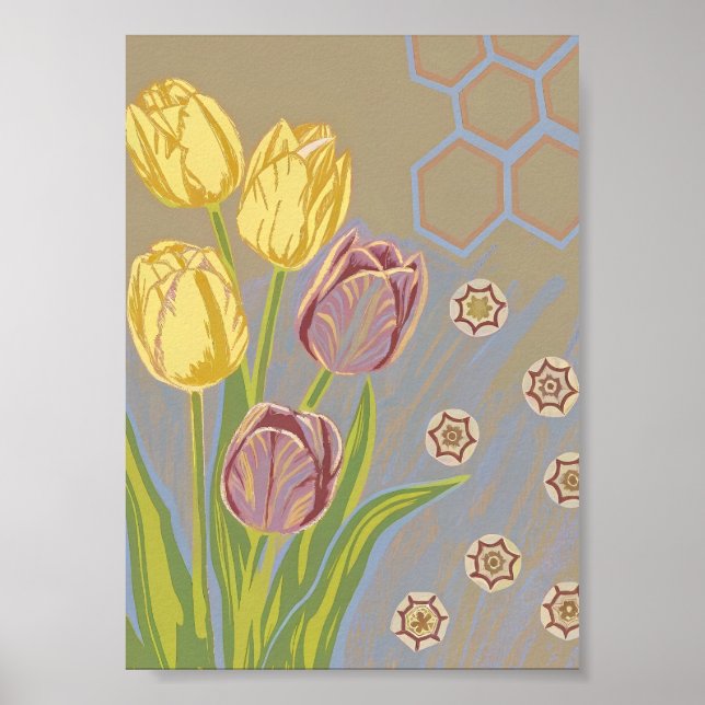 Geometriskt Tulpanträdgård Konsttryck Poster (Framsidan)