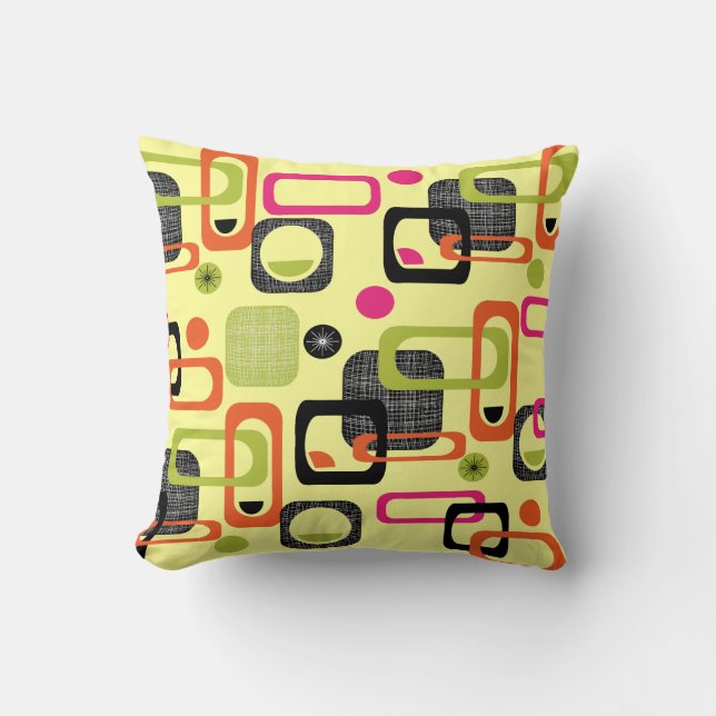 Geometriskt tygtryck för Retro stil Kudde (Framsida)