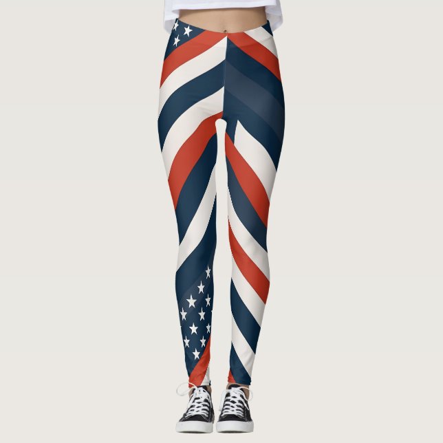 Geometriskt USA-flaggmönster | Modern kvinna Leggings (Framsida)
