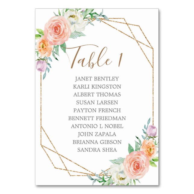 Geometriskt vattenfärgsflödesschema Bröllop Bordsnummer (Framsidan)