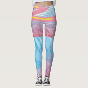 Geometriskt Vibrant 80s-bindningar för retro-Futur Leggings