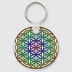 Geometrisymbol för blomma i helig (regnbåge) nyckelring