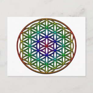 Geometrisymbol för blomma i helig (regnbåge) vykort
