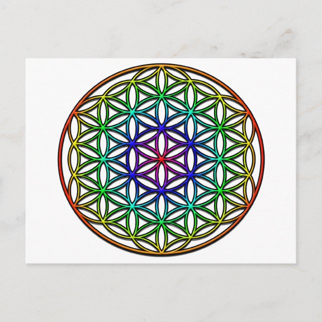 Geometrisymbol för blomma i helig (regnbåge) vykort (Framsida)