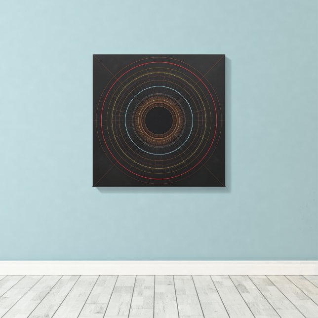 Geometry Art-utskrift med minimalistisk koncenterc Canvastryck (Insitu (trägolv))