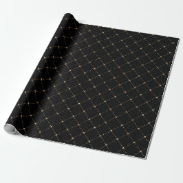 Geometry Dots Grill Sepia Black Guld Squares Presentpapper