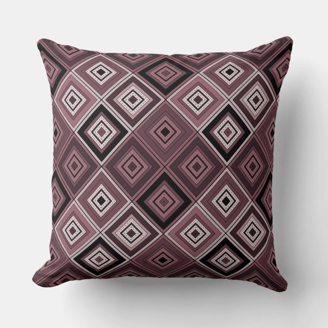 Geometry ethnic patchwork brown burgundy  kudde (Framsida)