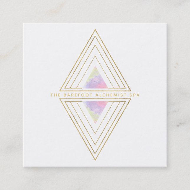 *~* Geometry Guld Geometric 2 Triangles Helig Fyrkantigt Visitkort (Framsida)