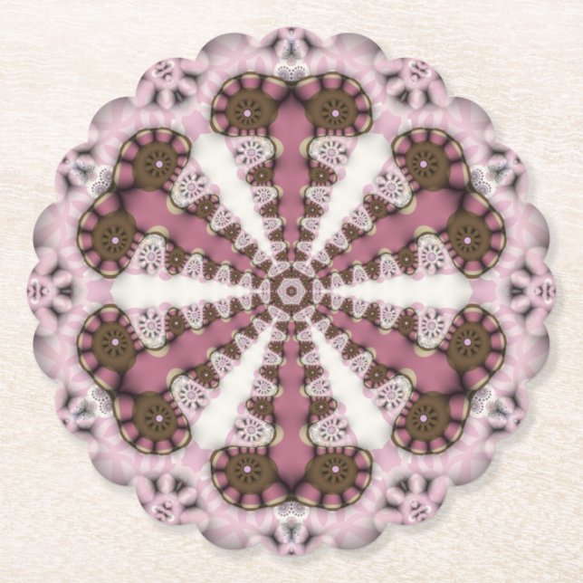 Geometry Land Earth Rosa Mandala Underlägg Papper (Framsida)
