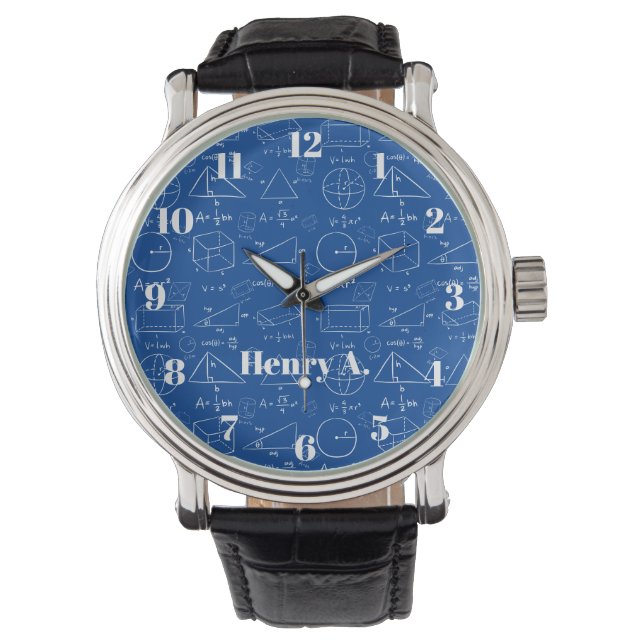 Geometry Math Snyggt Navy Blue Armbandsur (Framsida)