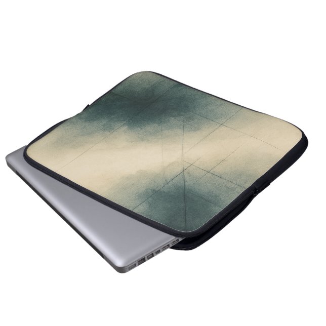 Geometry of Emotion Pt3 Japandi Teal Gray Laptop Fodral (Framre botten)