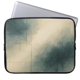 Geometry of Emotion Pt3 Japandi Teal Gray Laptop Fodral