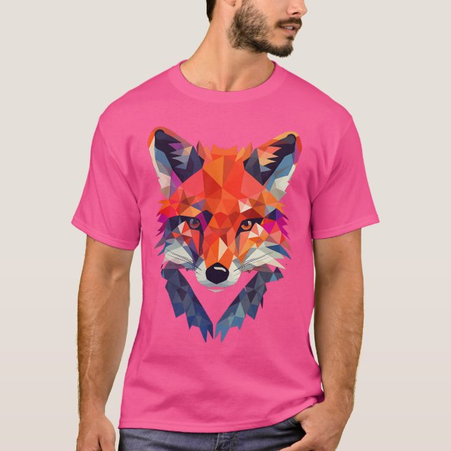 Geometry Origami Stil Fox T Shirt (Framsida)