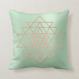 Geometry Peach Rosa ros Guld Triangles Greenery Kudde