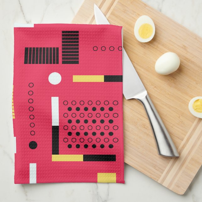 Geometry Polka Rand Kökshandduk (Vikt i Fjärdedel)