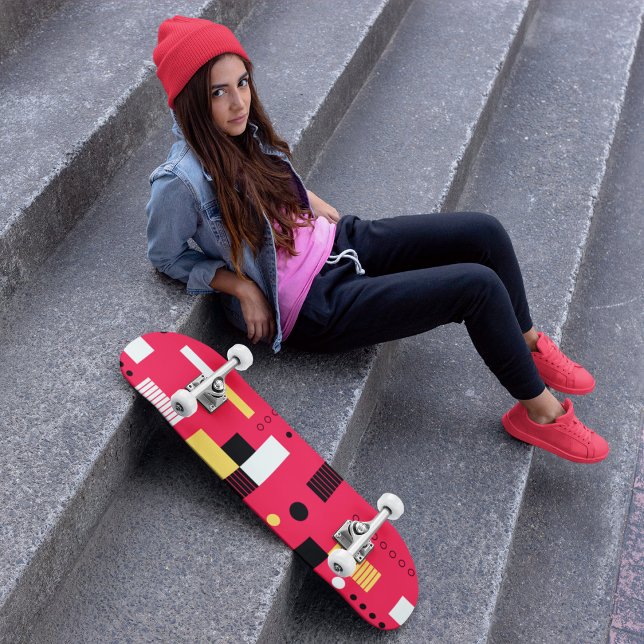 Geometry Polka Rand Mini Skateboard Bräda 18,5 Cm (skateboarding is an action sport in which participants use a skateboard to ride and perform tricks.)