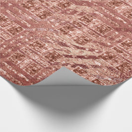 Geometry Ro Guld Copper Peach Glitter Zebra Presentpapper