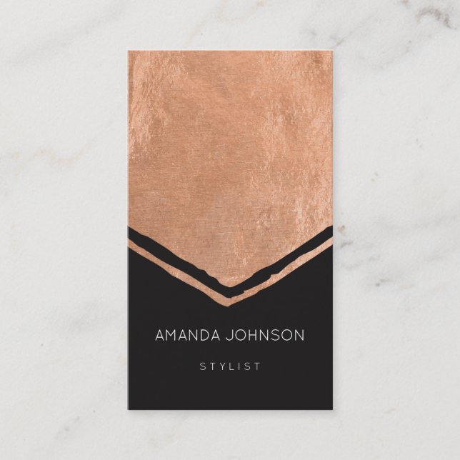 Geometry Stylist Event Black Rosa ros Guld-pensel Visitkort (Framsida)