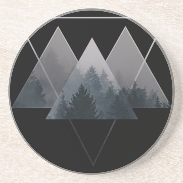 Geometry Triangles Misty Forest Underlägg (Framsidan)