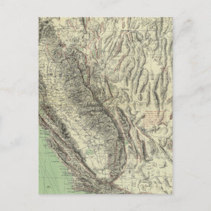 Geomorphic karta, Kalifornien, Nevada Vykort
