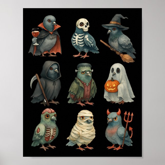 Geon Bird Soky Witch Boo Zombie Halloween Boys &am Poster (Framsidan)